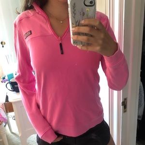 Bright pink Vineyard Vines quarter zip